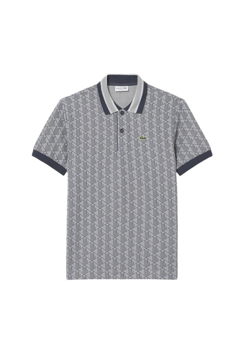 Lacoste Gray Monogram Jacquard Polo Shirt