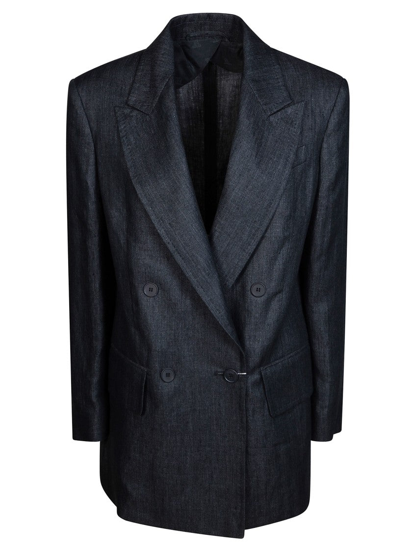 Max Mara Black Mxmolimpia1 Herringbone Linen Blazer