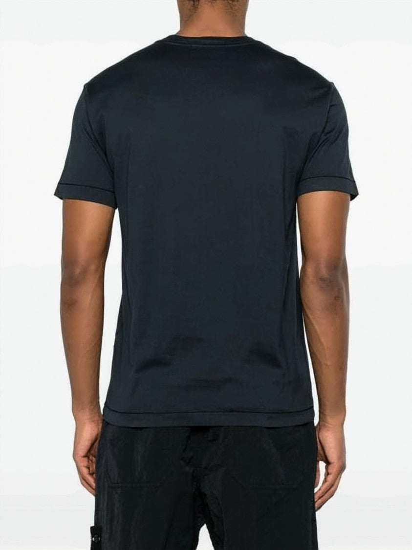 Stone Island Minimalist Black Crew Neck T-Shirt With Patch Logo