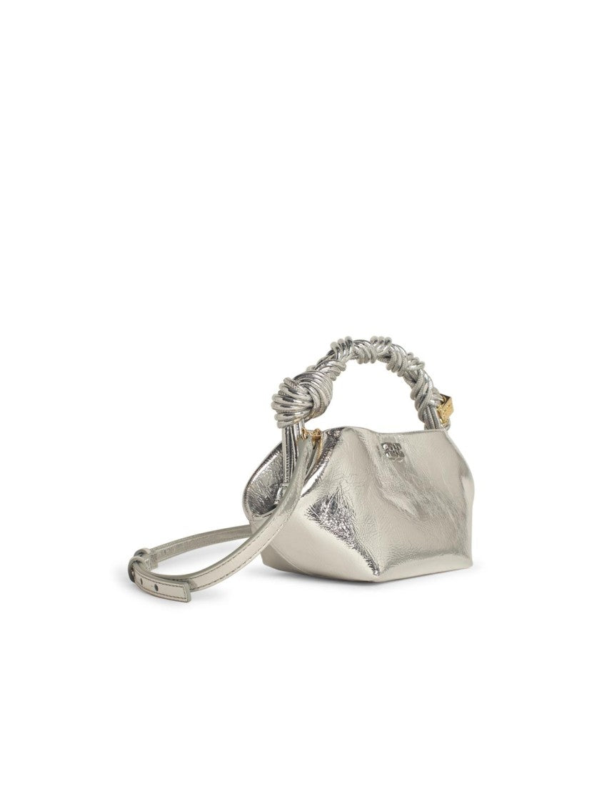 Ganni Bou' Mini Bag In Silver Leather Blend