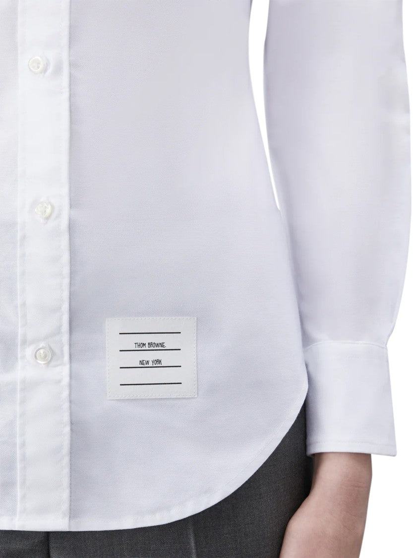 Thom Browne Classic Round Collar Shirt W/ Rwb Grosgrain Armbands
