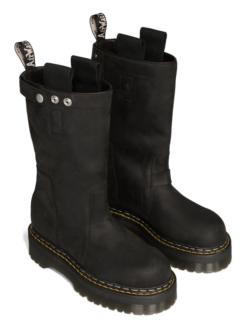 Dr. Martens X Rick Owens Mid-Calf Pull-On Boots With Quad Sole And Rugged Design