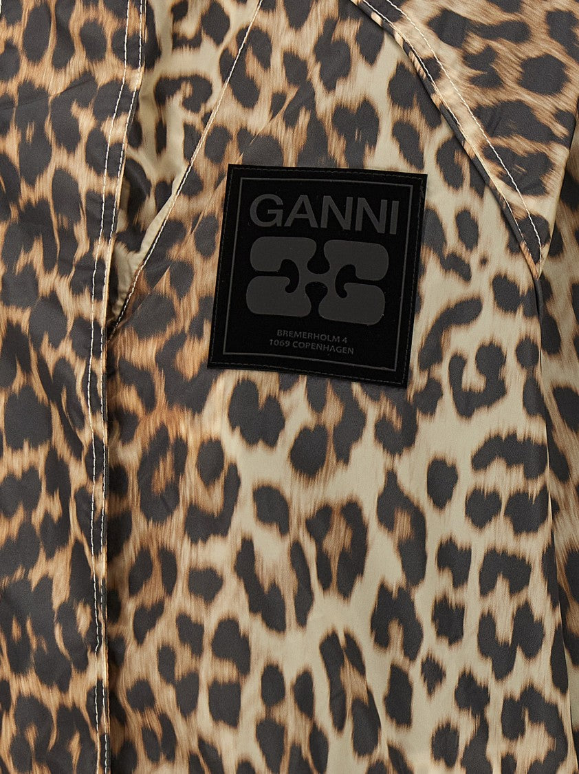Ganni 'Leopard Print Nylon' Windbreaker