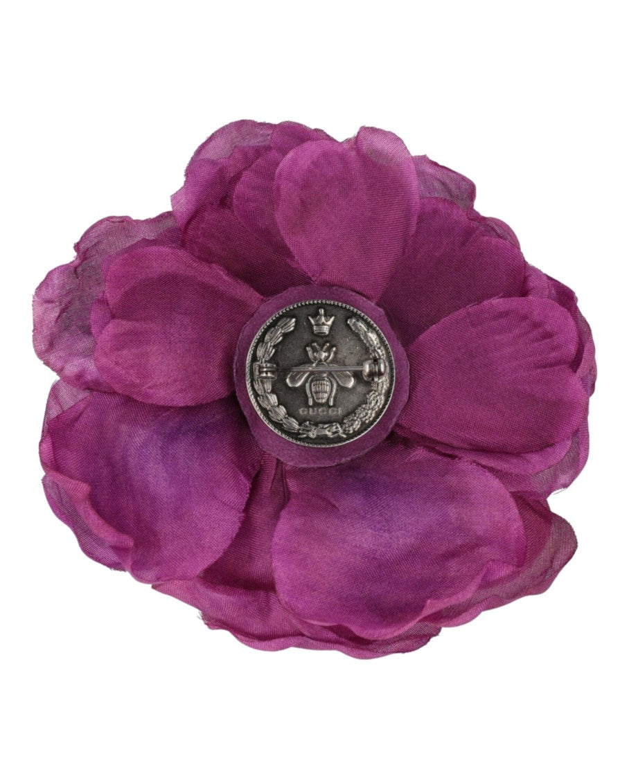 Gucci Silk Flower Brooch With C Clasp Closure