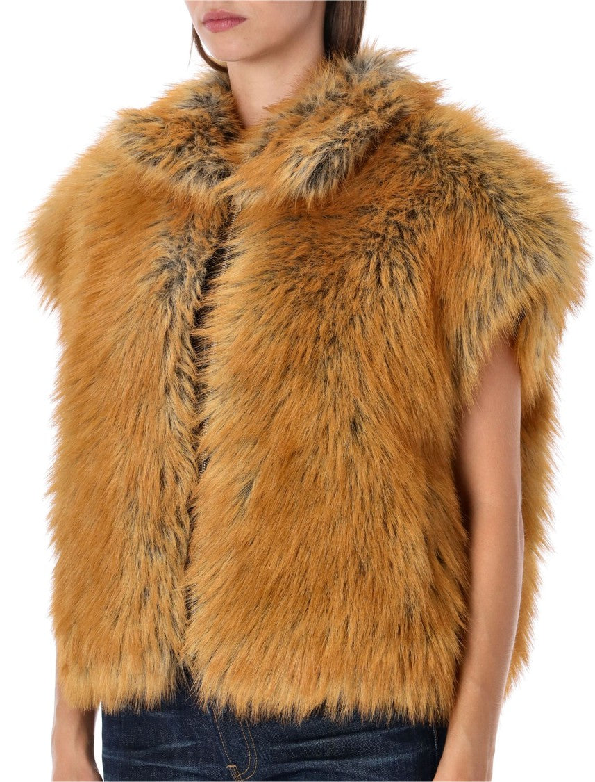 Sword Vest Eco Faux Plush Textured Faux Fur Vest