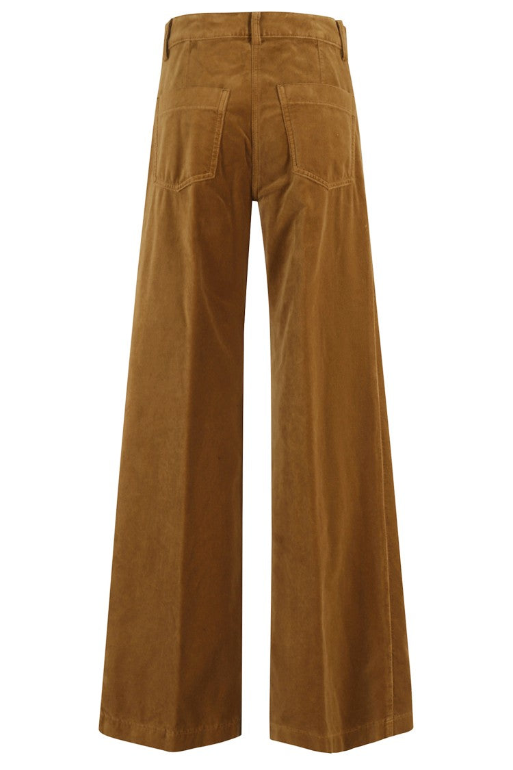 Aspesi High-Waisted Wide-Leg Pants In Soft Velvet