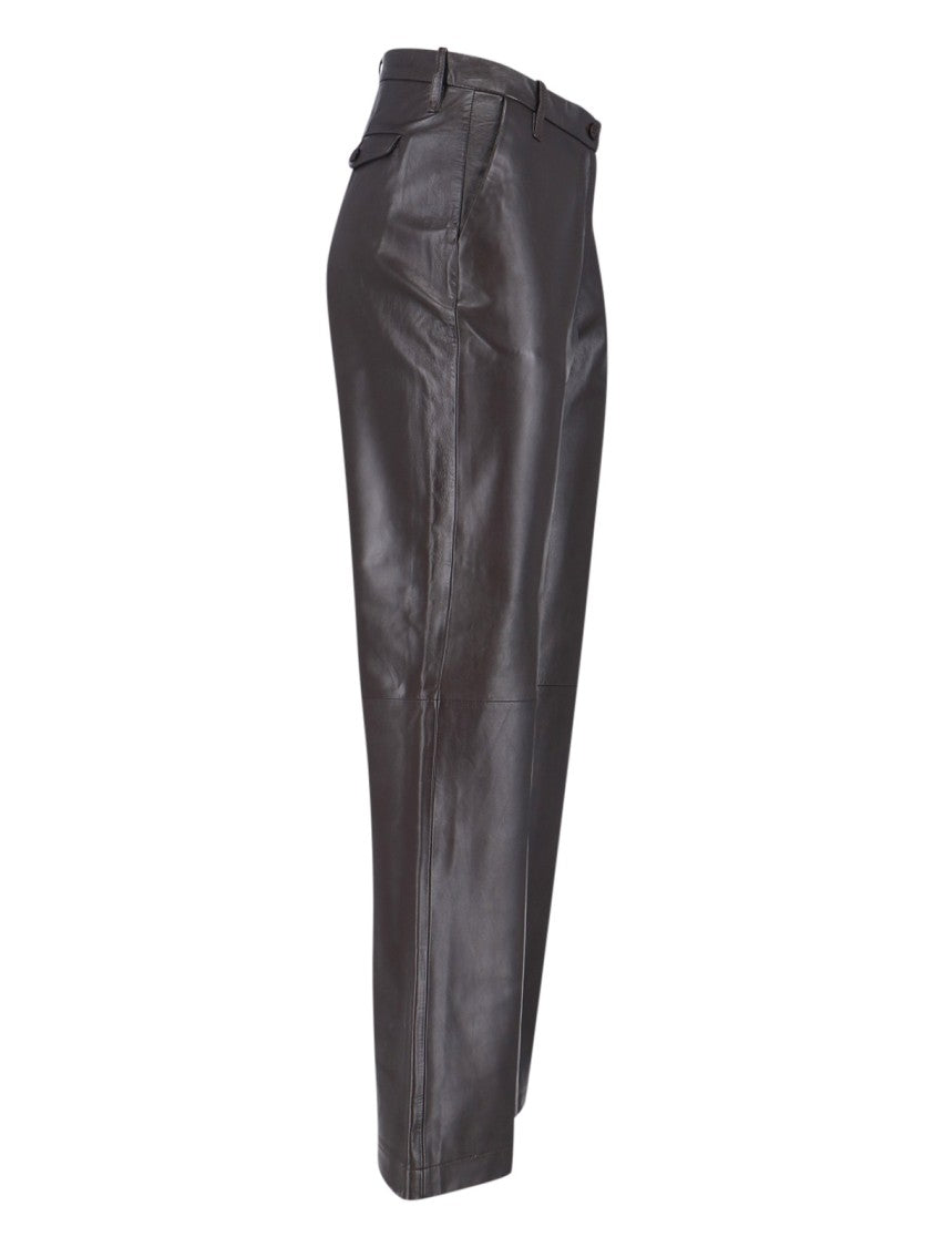 Novelle Tailored Brown Trousers With Straight Cut