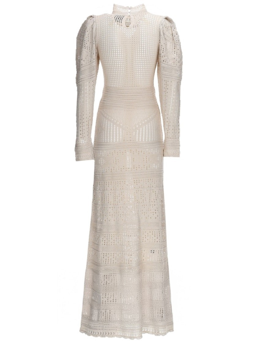 Isabel Marant Neutral Dione Crochet Textured Midi Dress