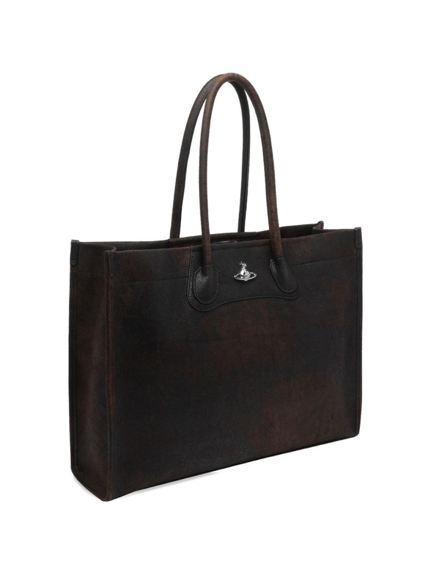 Vivienne Westwood Brown Calf Leather Magnetic Shoulder Bag