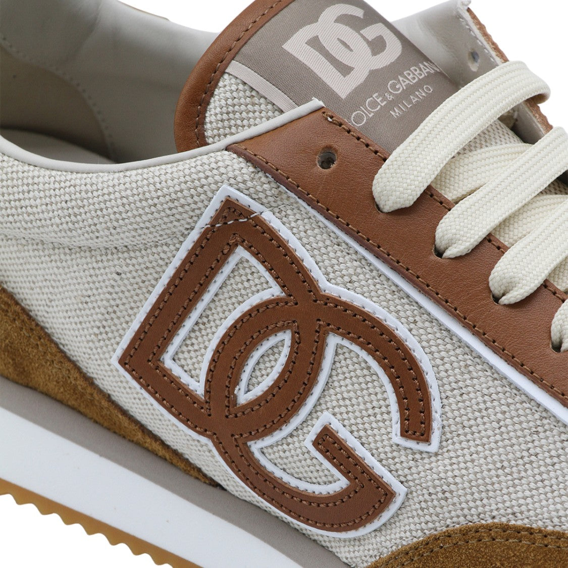 Dolce & Gabbana Brown Suede And Textured Fabric Sneakers