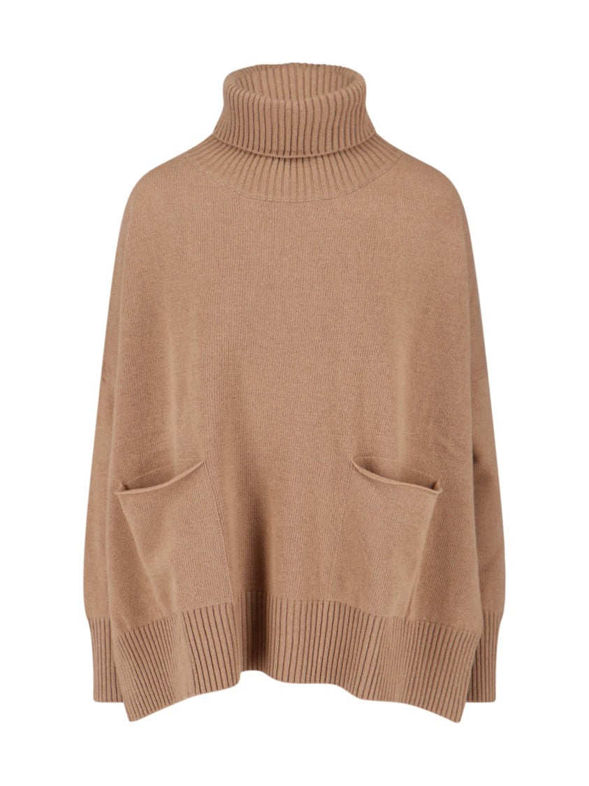 Ma'ry'ya High Turtleneck Knit Sweater With Side Slits