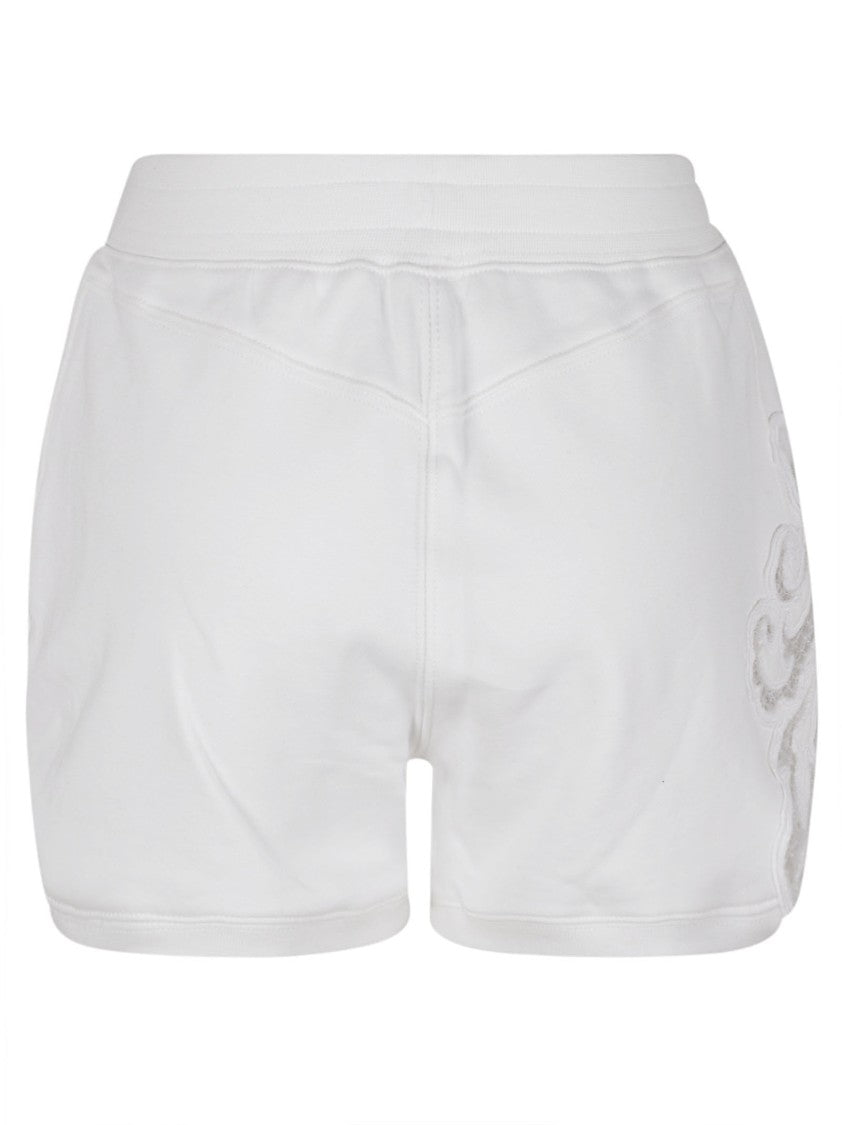 Ermanno Scervino Relaxed Fit White Shorts With Intricate Embroidery