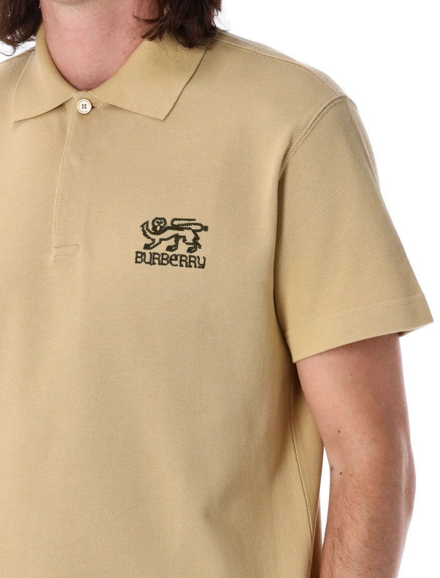 Burberry Embroidered Cotton Polo Shirt With Classic Collar