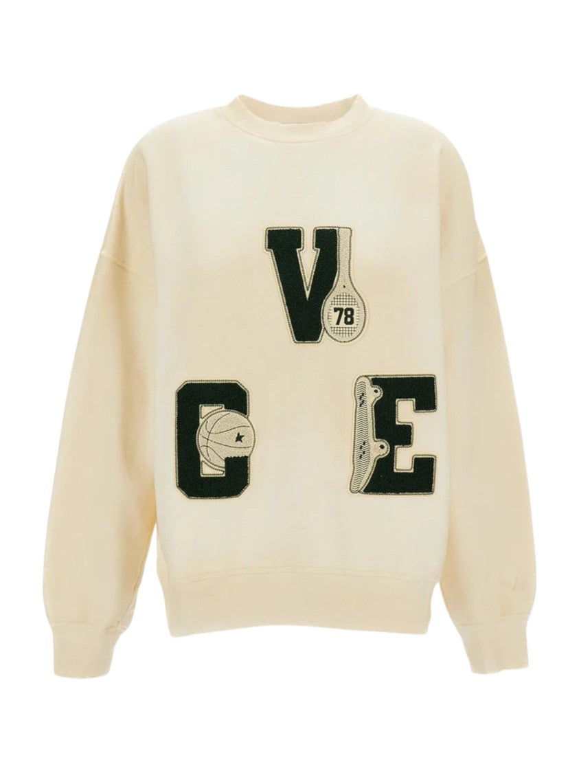 Golden Goose White Relaxed-Fit Sporty Appliqué Sweater
