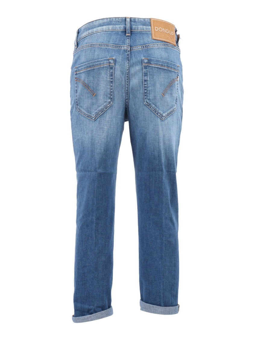 Dondup High-Waisted Light Wash Jeans With Rolled Cuffs