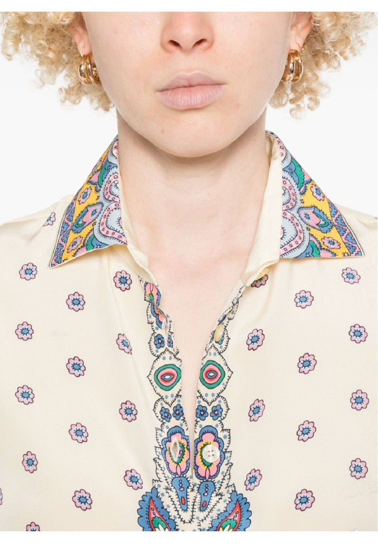 Etro Beige Paisley Silk Shirt