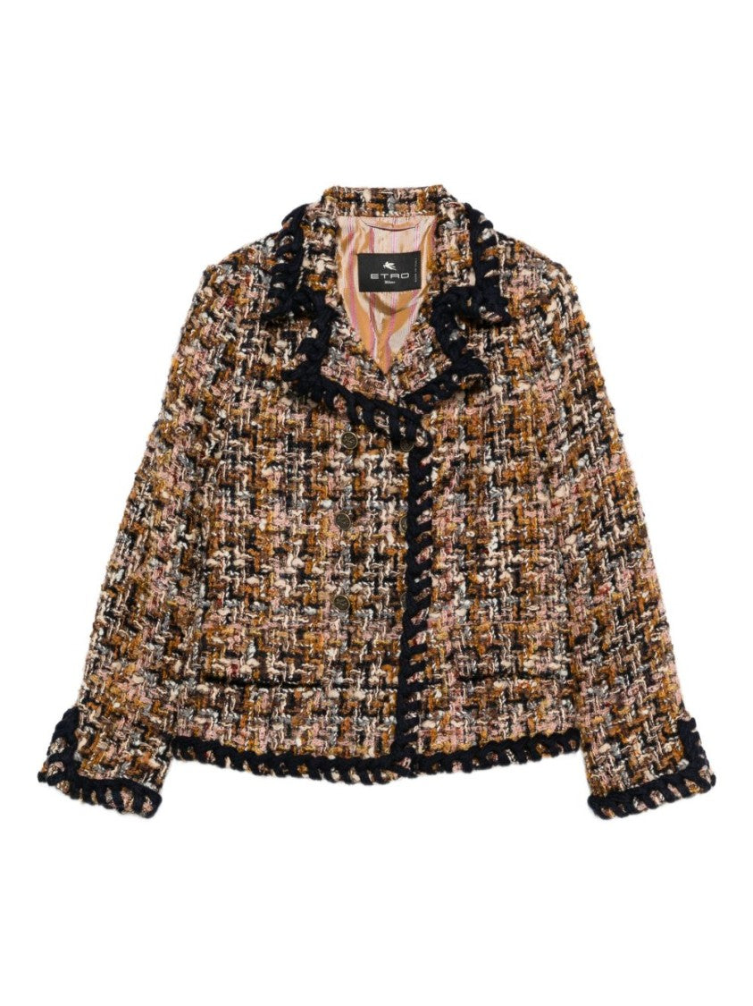 Etro Cropped Beige Jacket With Textured Tweed