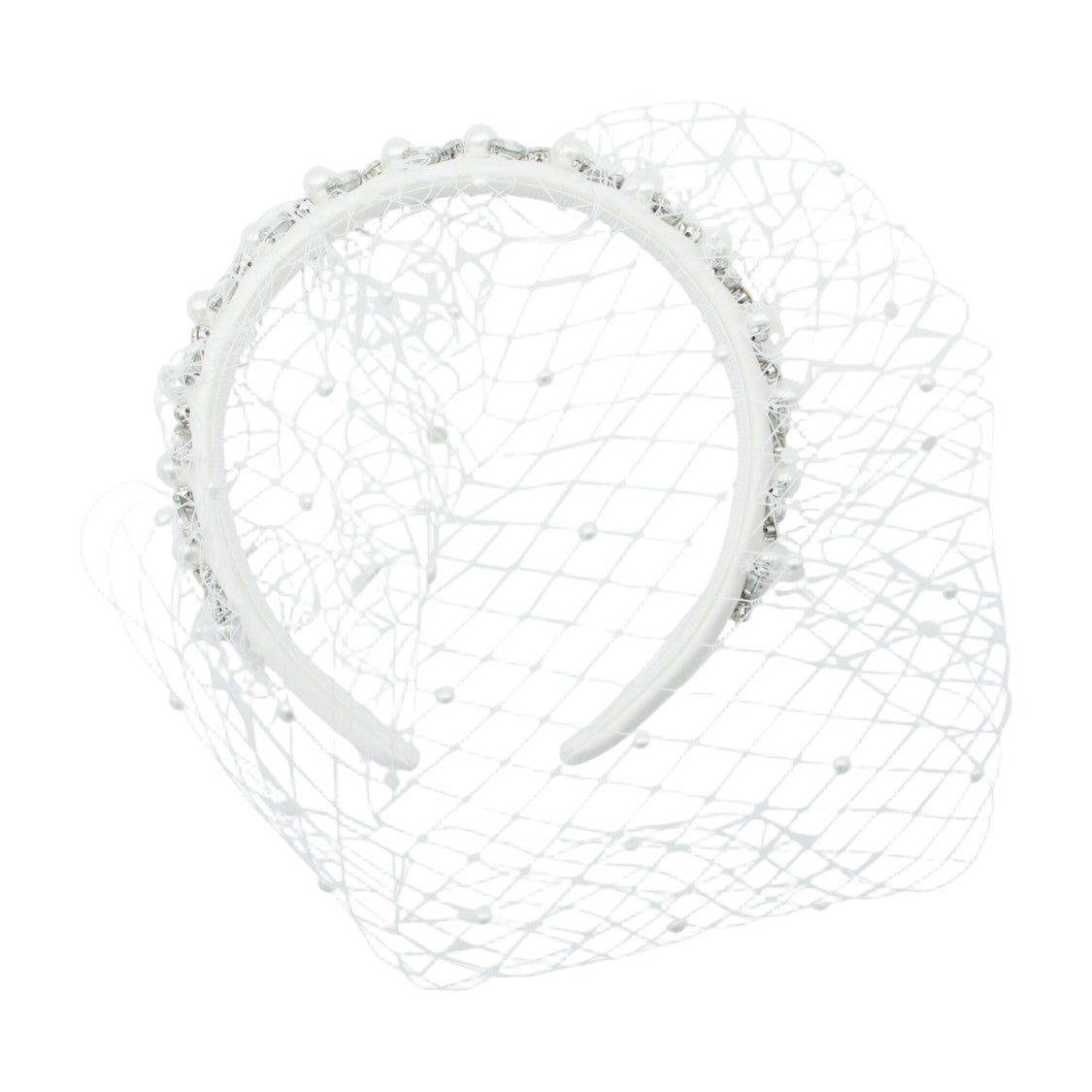 Self-Portrait Delicate White Headband With Pearls And Rhinestones