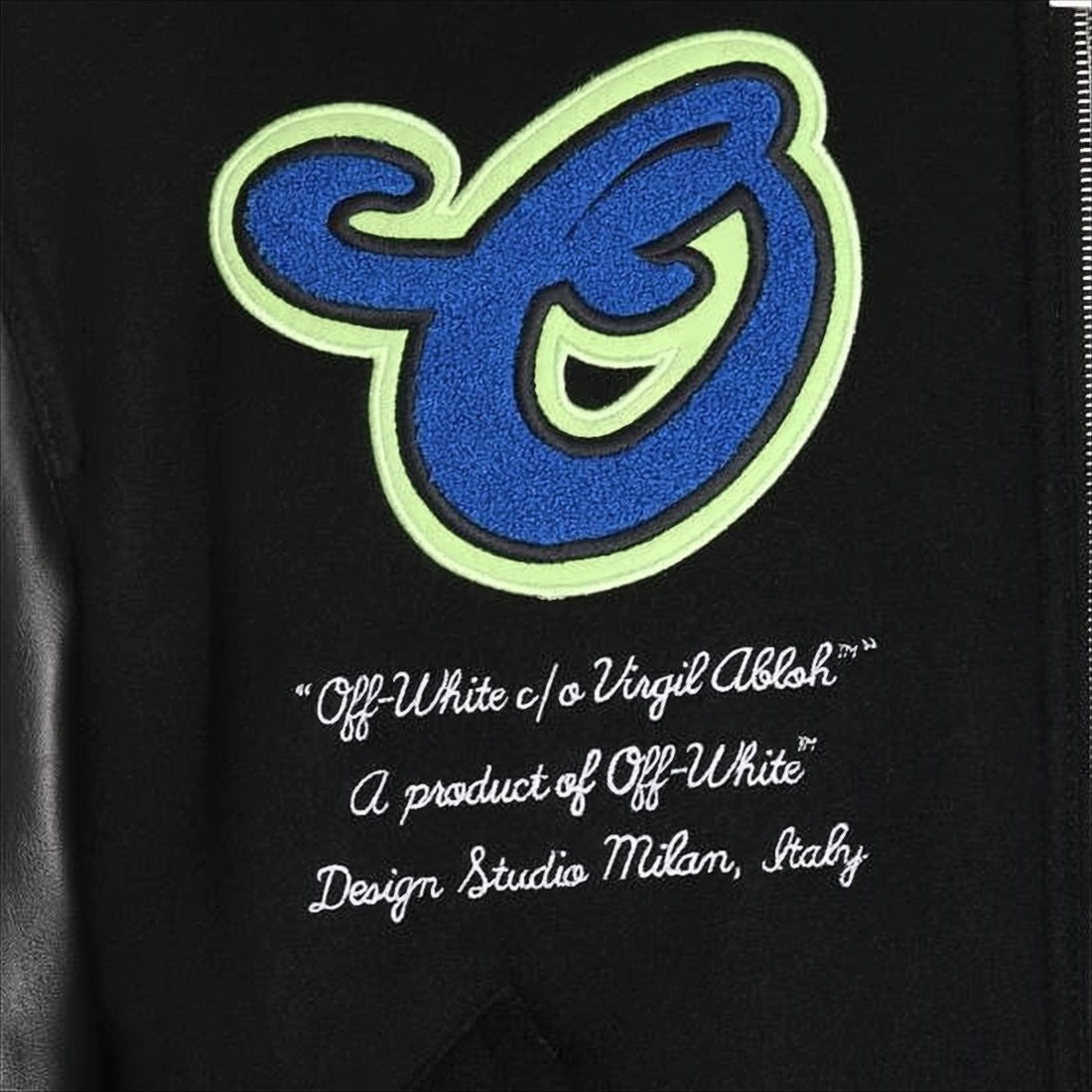 Off-White Varsity-Style Bomber Jacket With Leather Sleeves