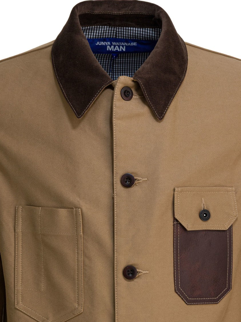 Junya Watanabe Cotton Jacket With Contrasting Collar And Practical Pockets
