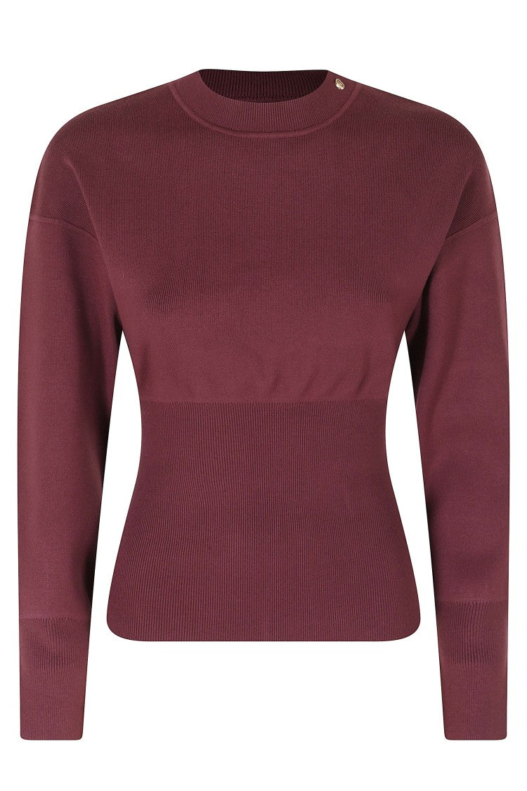 Anine Bing Burgundy Imane Fitted Ribbed Viscose-Blend Sweater