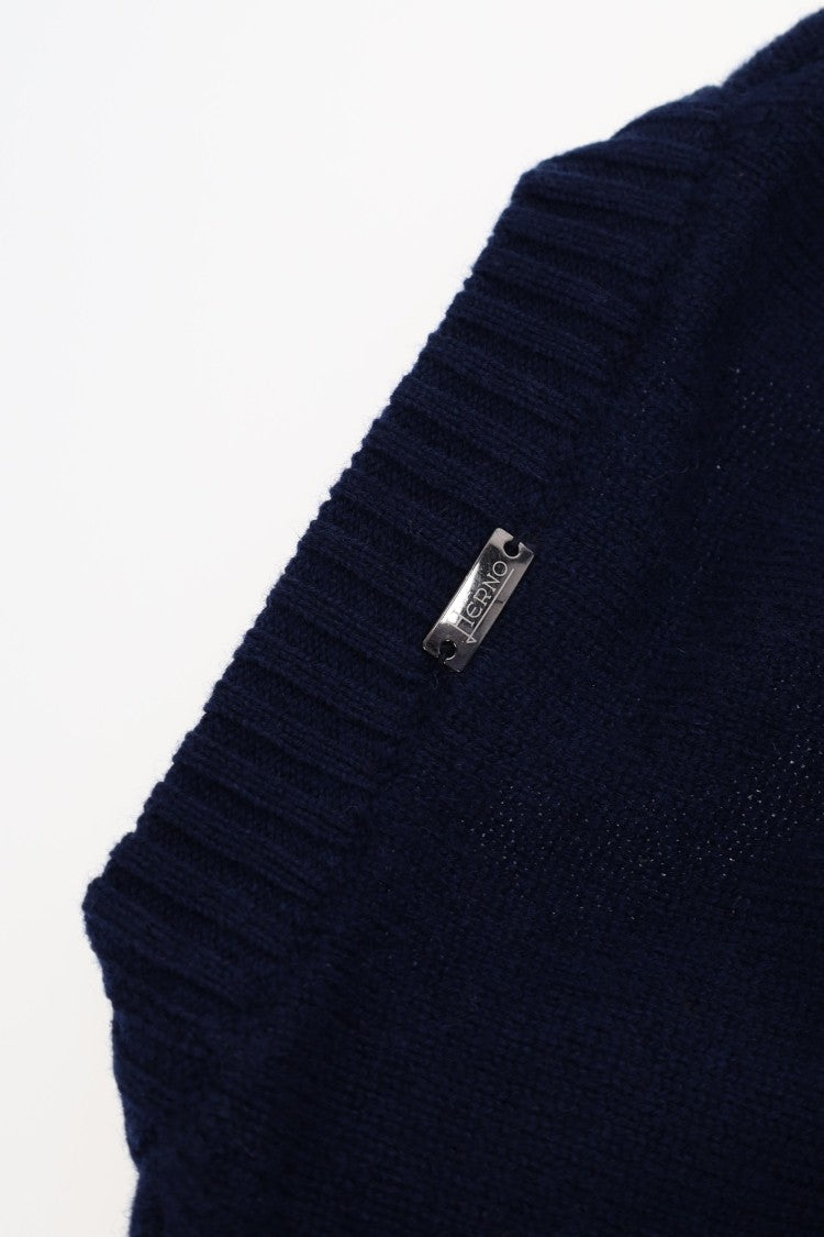 Herno Wool-Cashmere Crewneck Sweater With Suede Patches