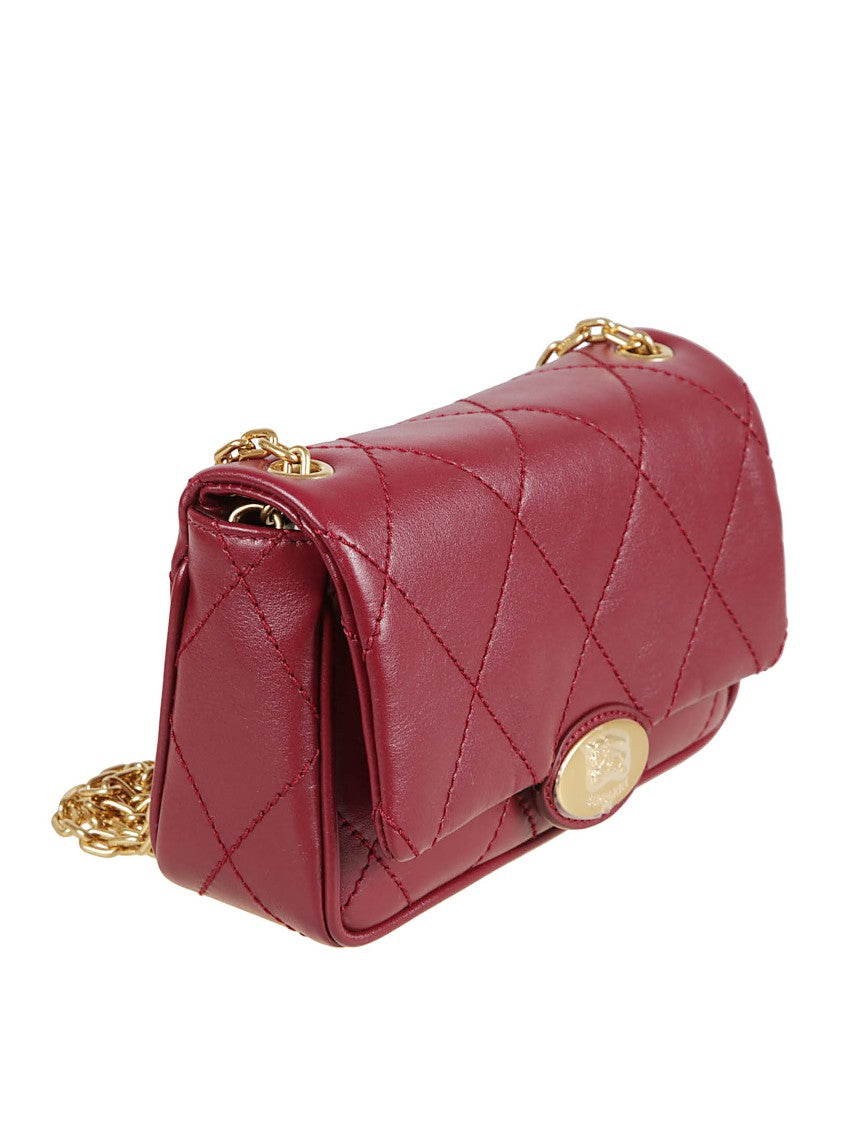 Burberry Quilted Red Calf Grain Leather Bag