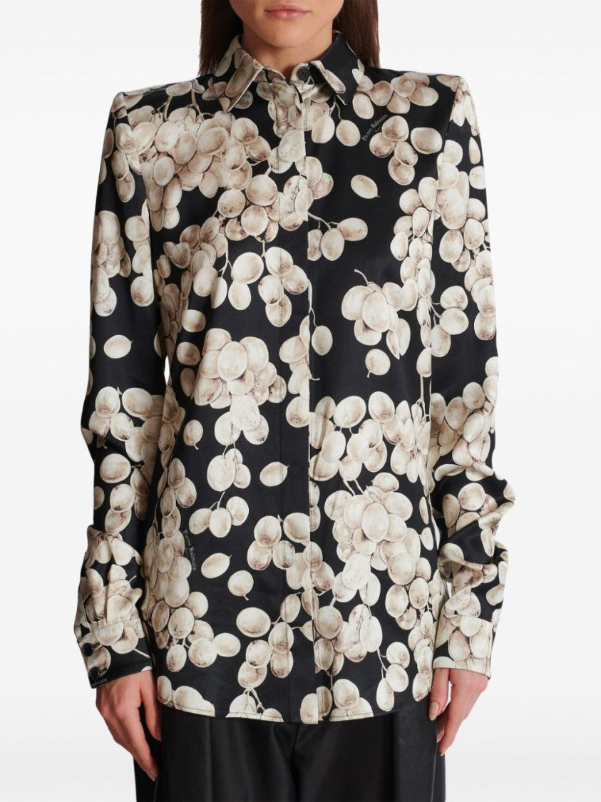 Balmain Raisin-Print Long-Sleeved Shirt With Concealed Buttons