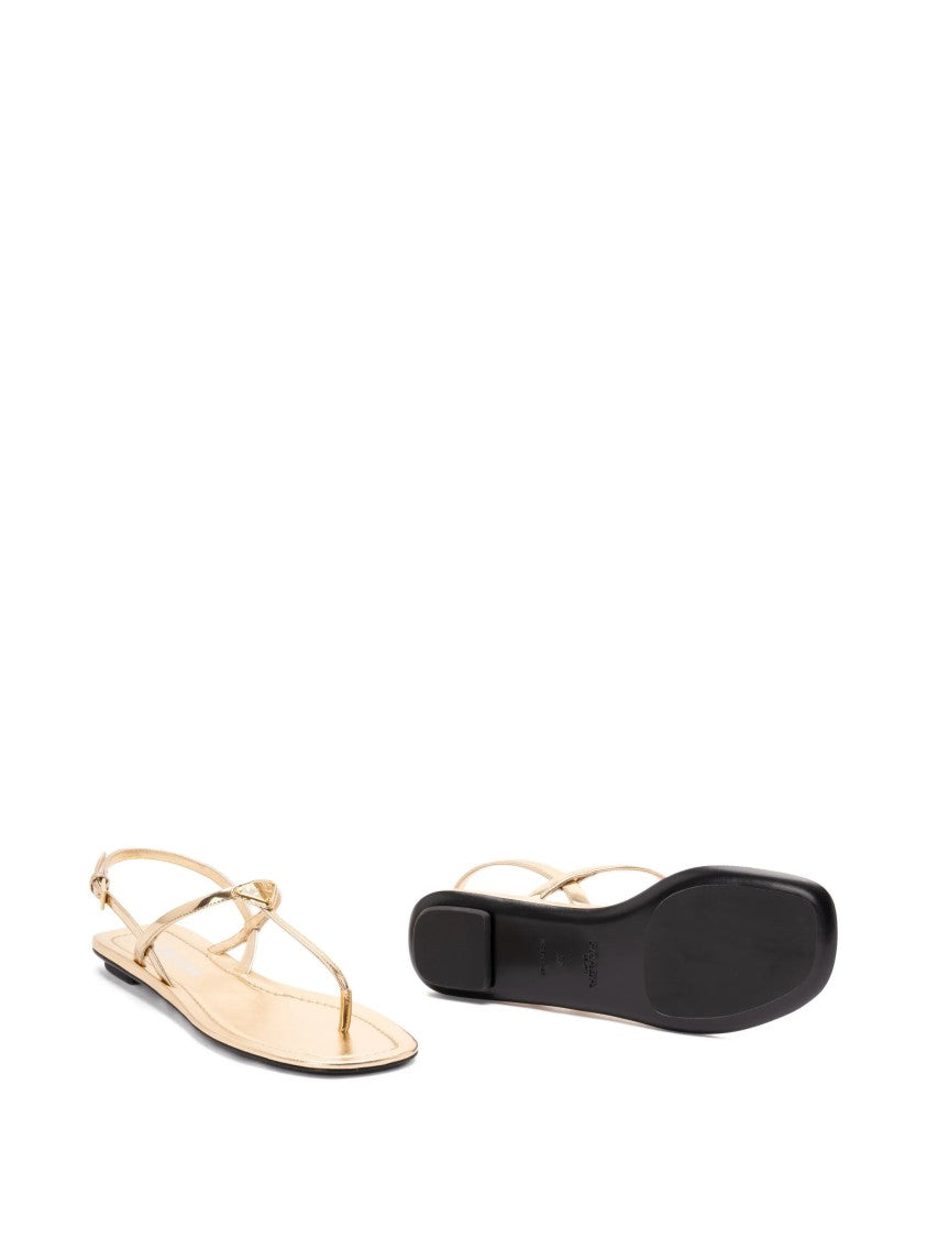 Prada Minimalist Gold Metallic Flat Sandals
