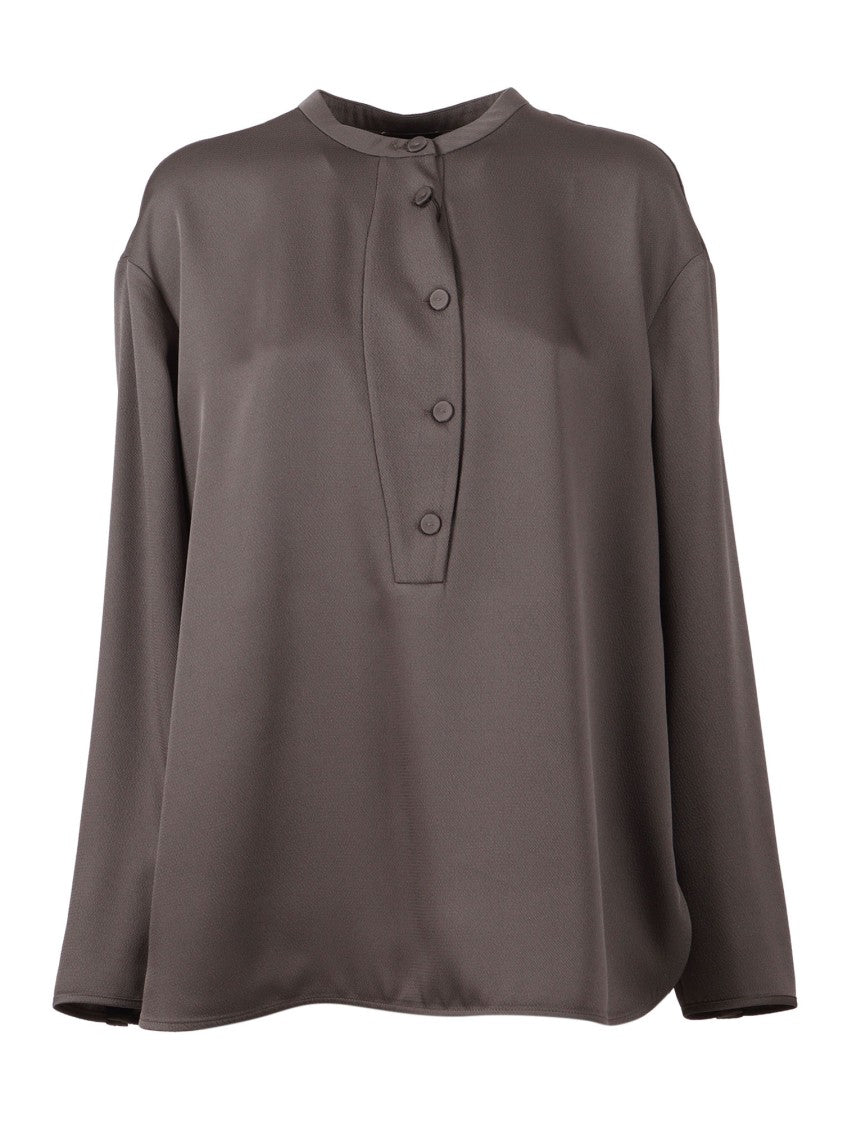 Emporio Armani Brown Silk Feel Round Neck Shirt