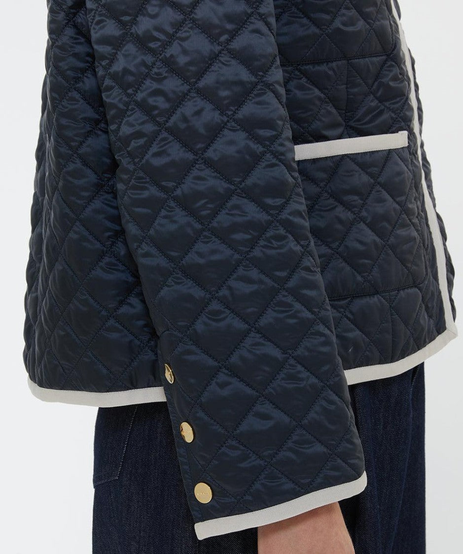 Max Mara Quilted Blue Jacket With Diamond Pattern