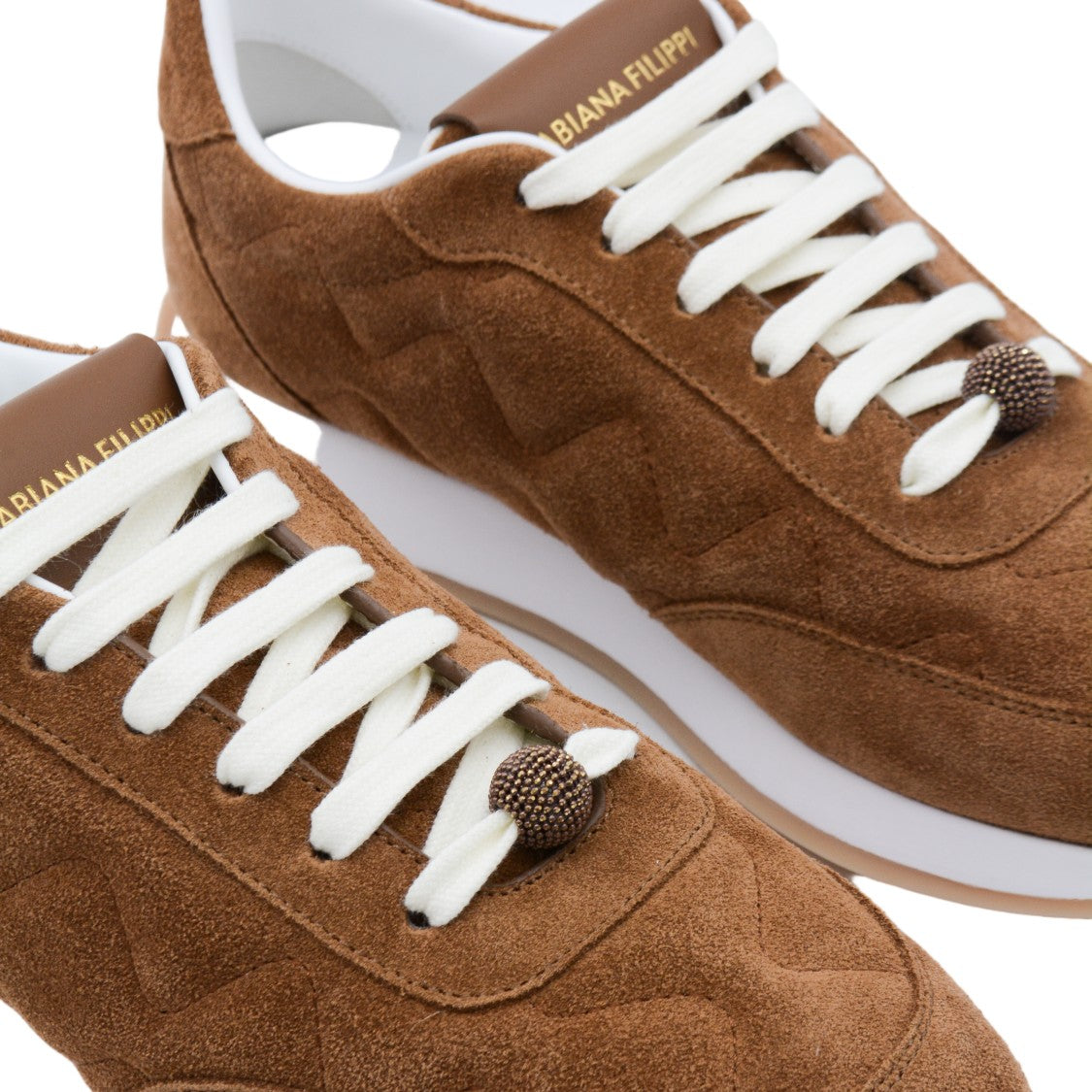 Fabiana Filippi Rich Brown Suede Sneakers With Textured Details