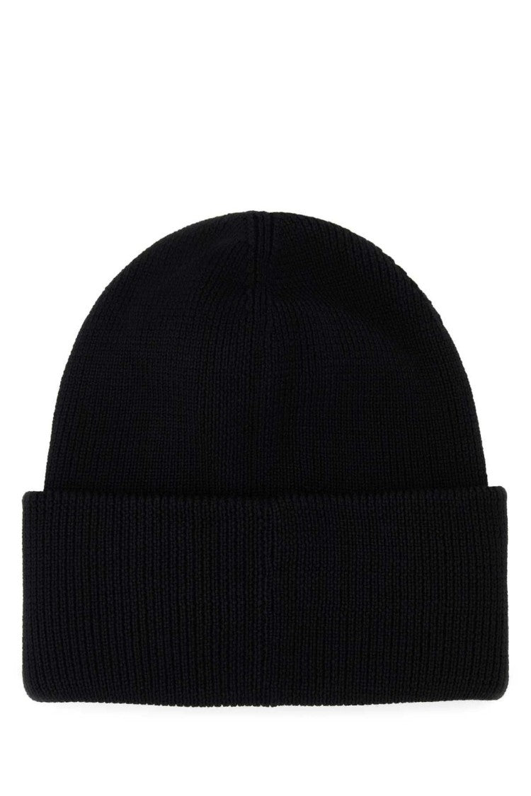 Canada Goose Black Knit Beanie Hat With Embroidered Logo