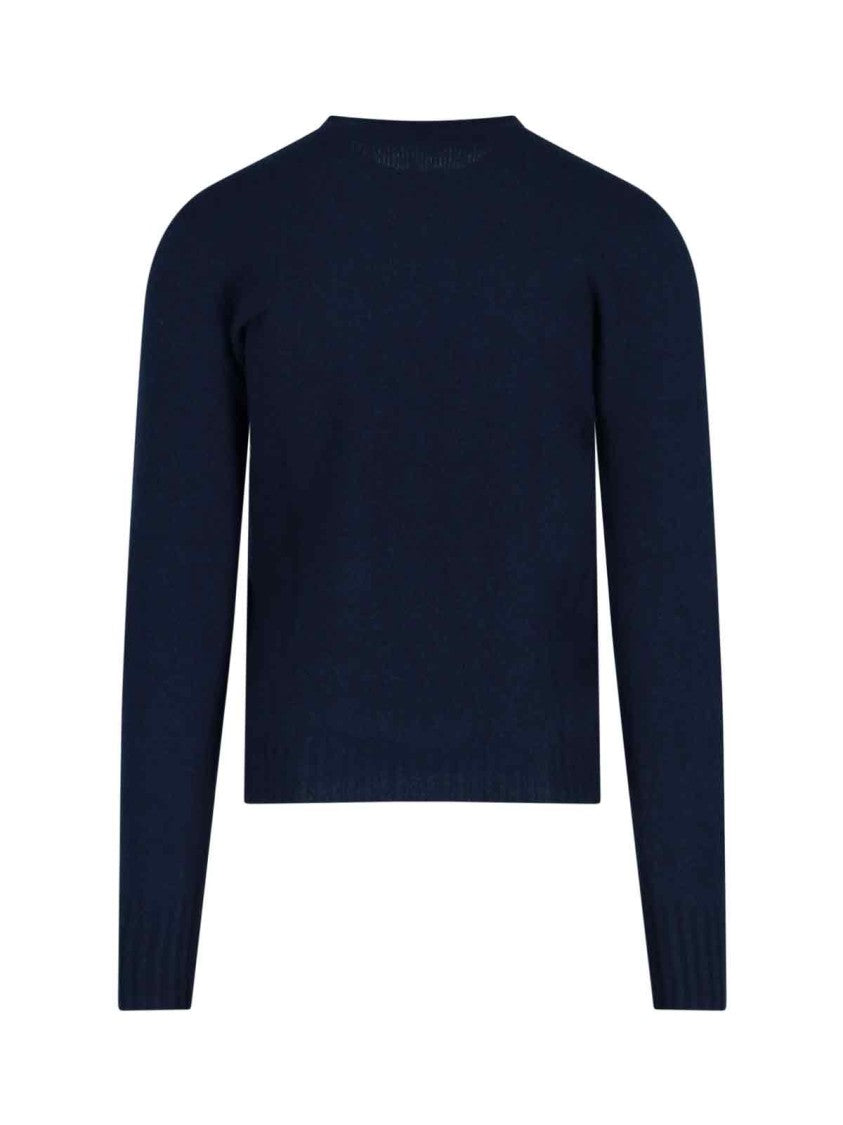 Drumohr Classic Sweater In Blue Cashmere Navy Tone