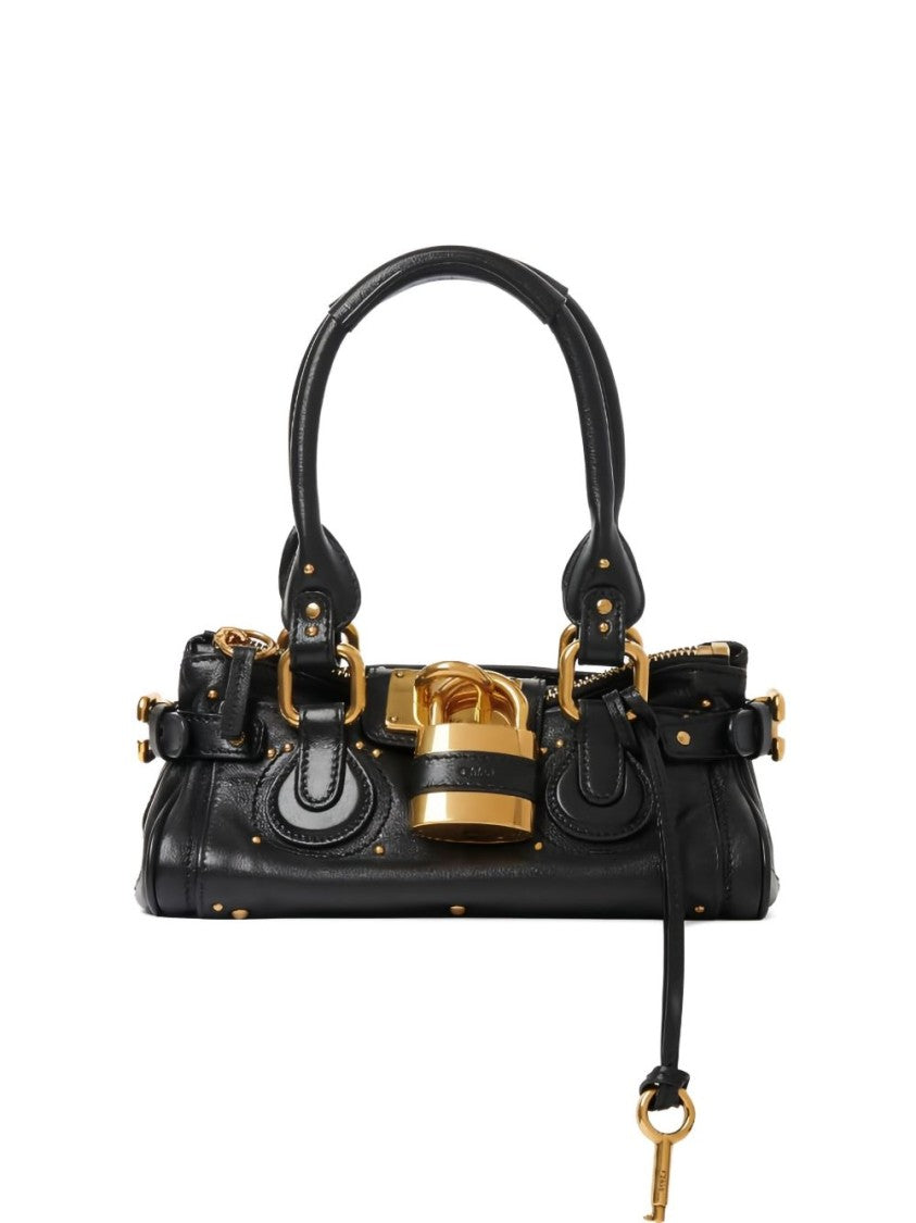 Chloé Rectangular Leather Handbag With Gold-Tone Padlock Detail