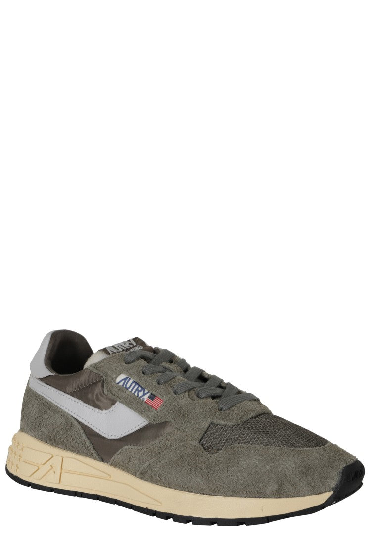 Autry Olive Green Reelwind Low Leather Accents Nylon Sneakers