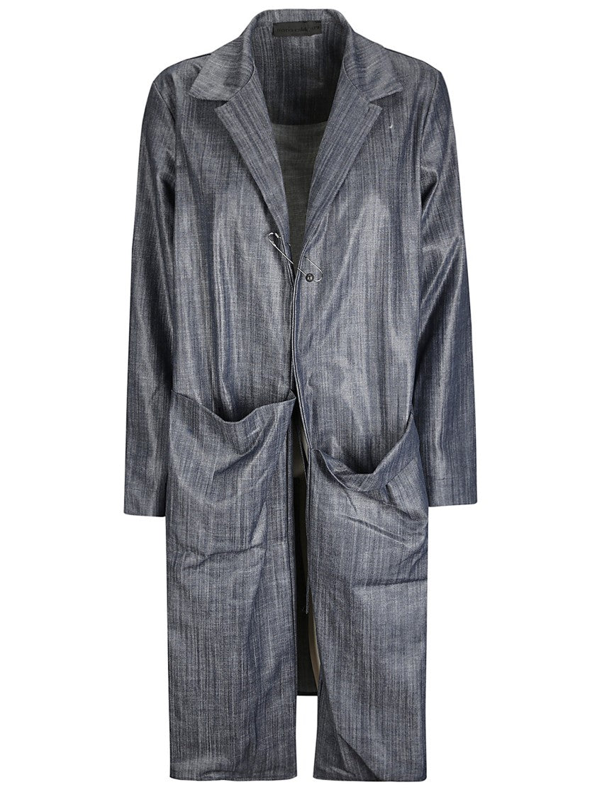 Maria Calderara Long Medium Dark Wash Denim Jacket