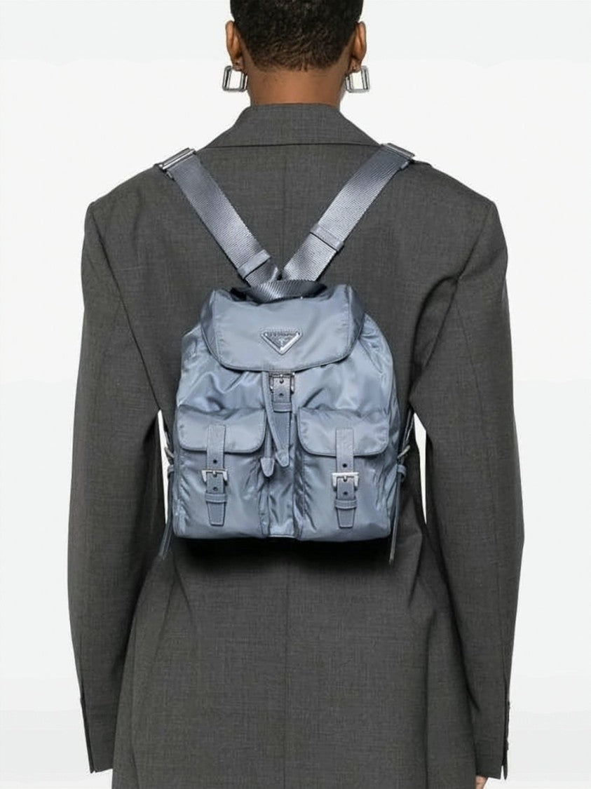 Prada Compact Blue Nylon Backpack