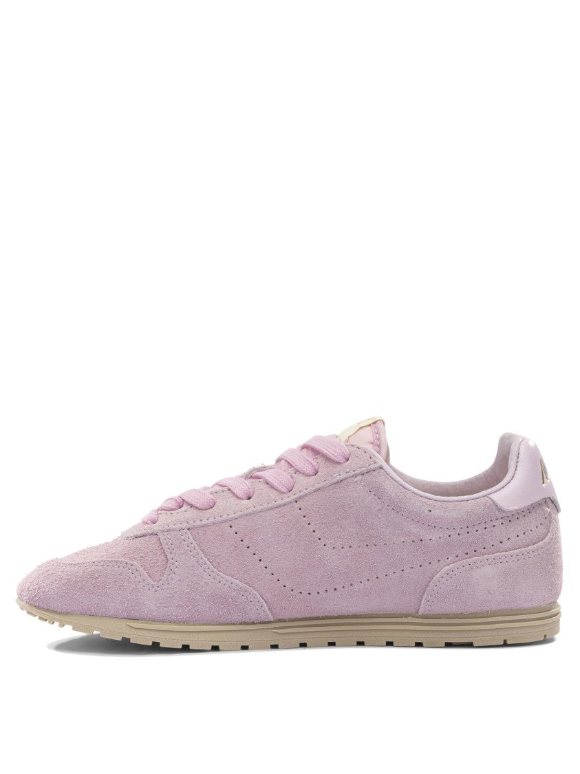 Autry Pastel Suede Lace-Up Sneakers With Perforated Detailing