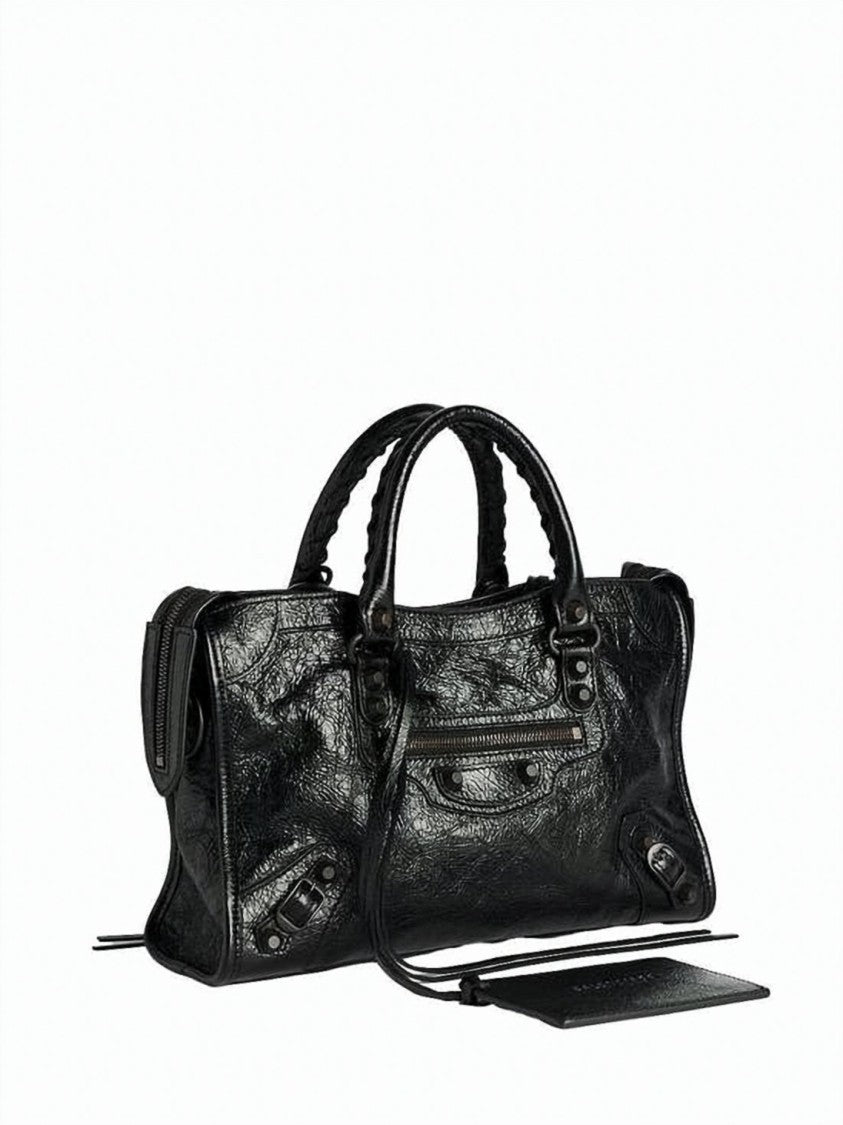 Balenciaga Textured Lambskin Crossbody Bag With Braided Handles