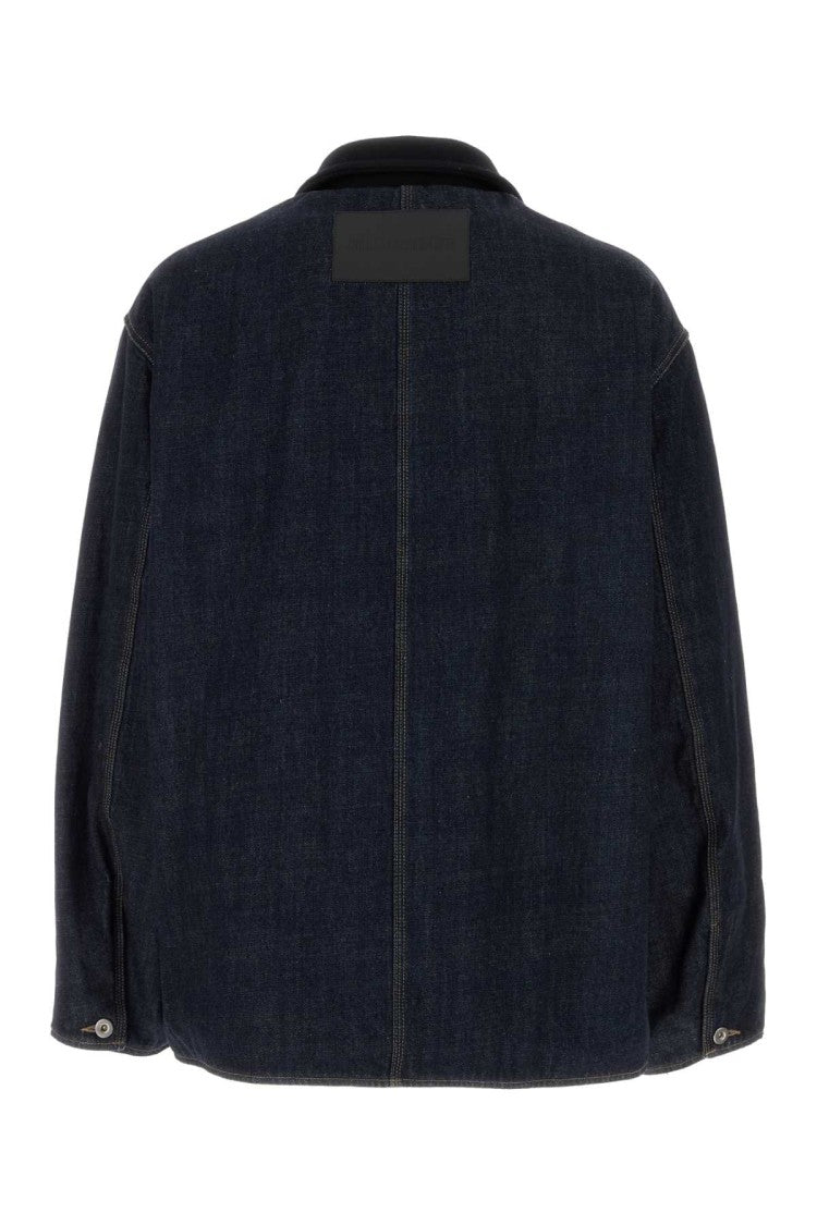 Jil Sander Boxy Dark Indigo Denim Jacket With Classic Collar And Four Patch Pockets