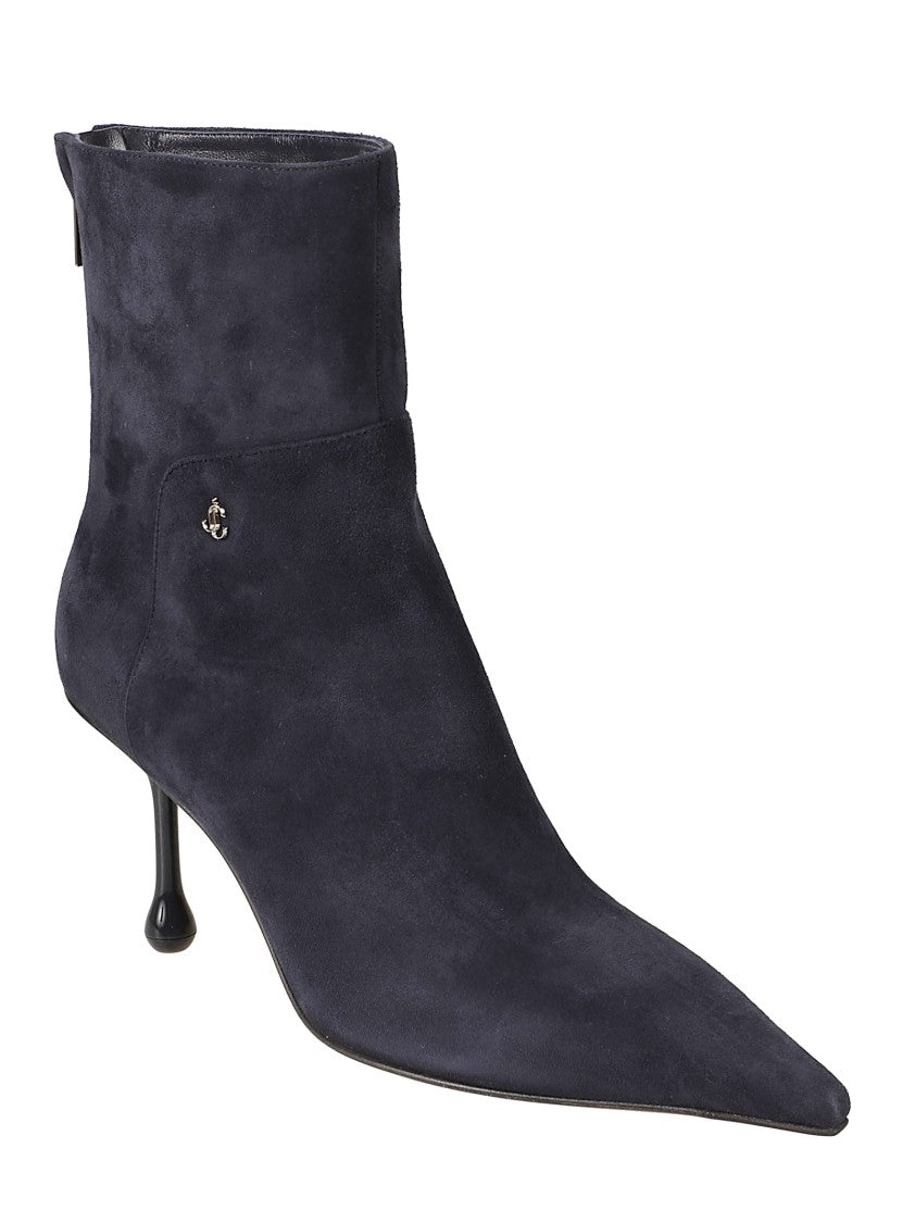 Jimmy Choo Pointed Toe Ankle Boots With Sculptural Kitten Heel