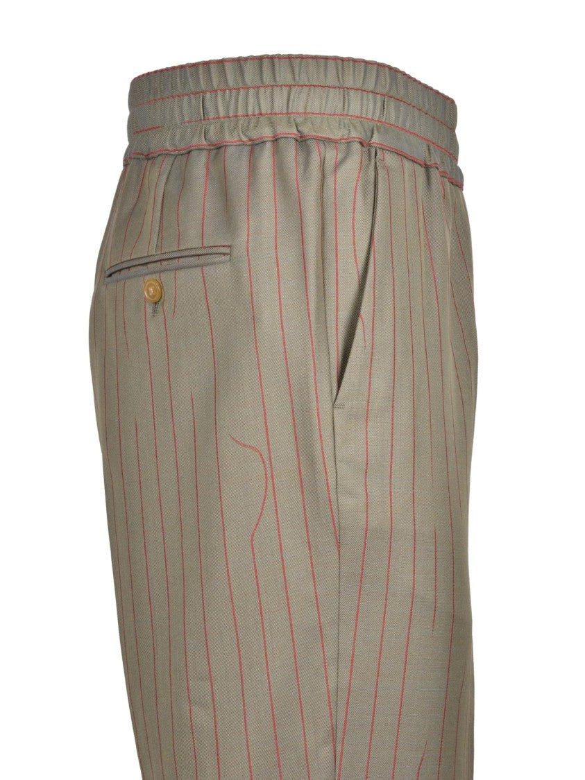 Vivienne Westwood Cropped Grey Trousers With Subtle Red Pinstripe Design