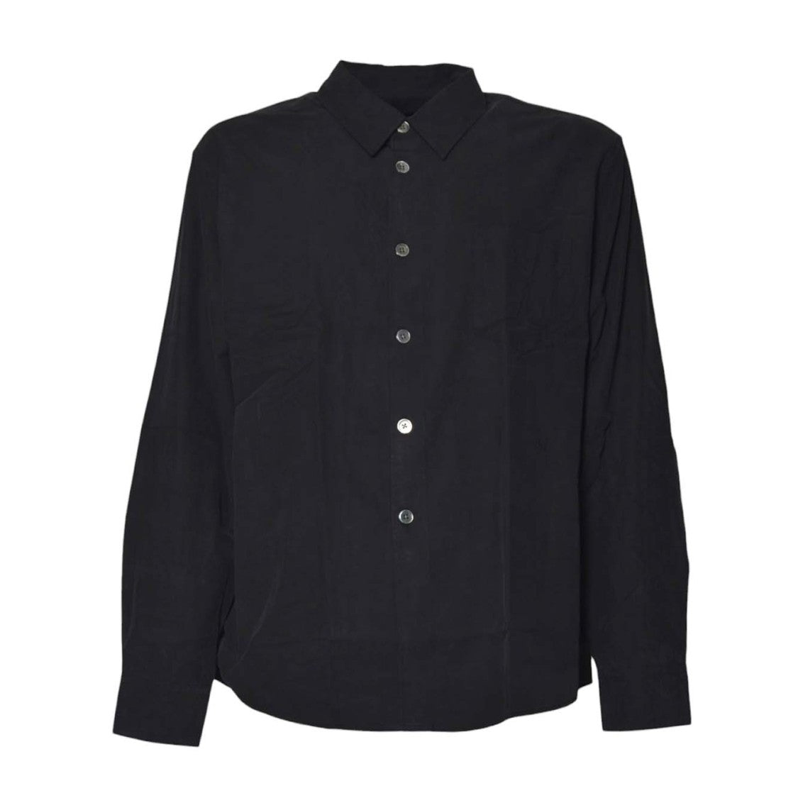 Our Legacy Classic Black Button-Up Shirt With Pointed Collar And Buttoned Cuffs