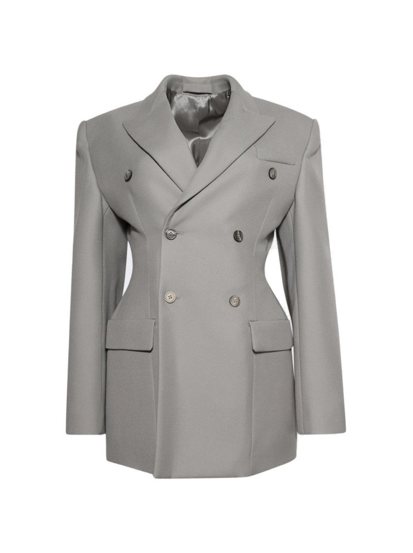 Wardrobe.Nyc Double Breasted Contour Blazer Cement