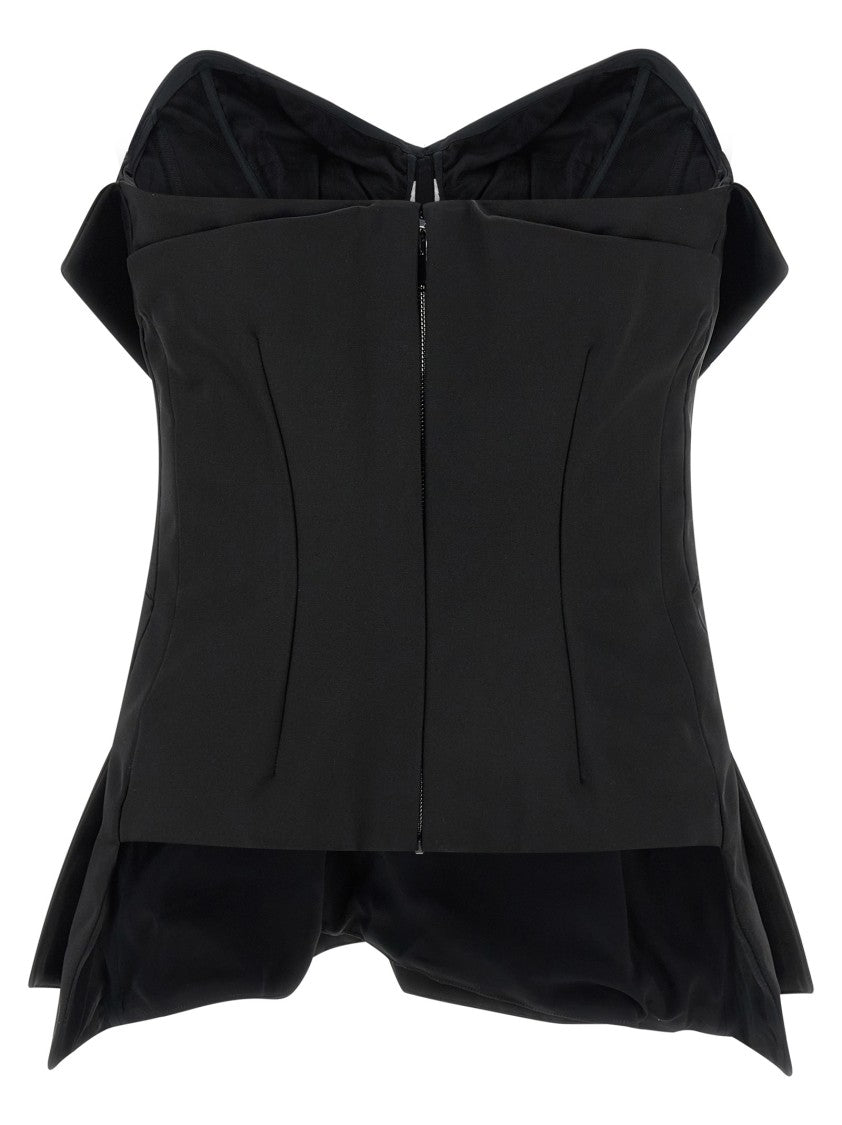Mcqueen Off-The-Shoulder Duchesse Silk Bustier With Sculptural Hem