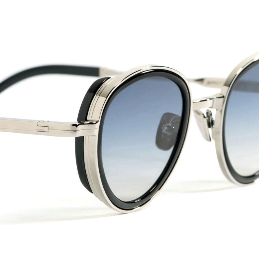 John Dalia Christian Rounded Frame Sunglasses With Gradient Blue Tint