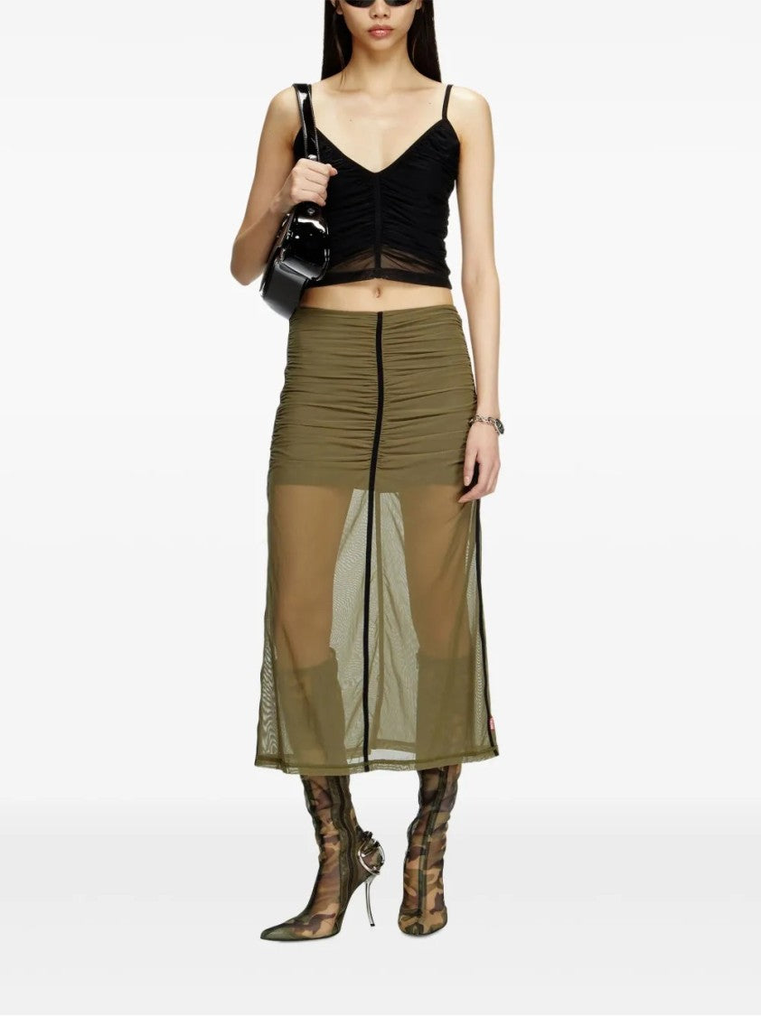 Diesel V-Neck Cropped Top With Textured Finish