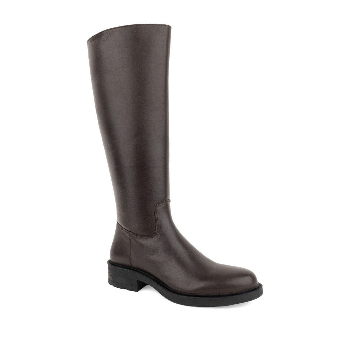 Sergio Moretti Black Minimalist Side Zipper Tall Leather Boots