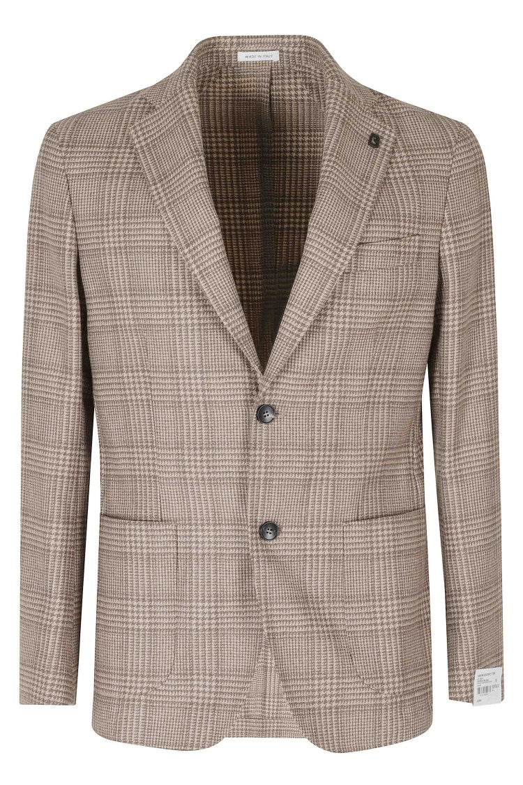 Breras Milano Reda Beige Prince Of Wales Check Virgin Wool Jacket